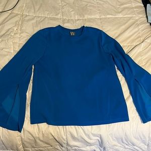 Blue Long Sleeve Work Blouse